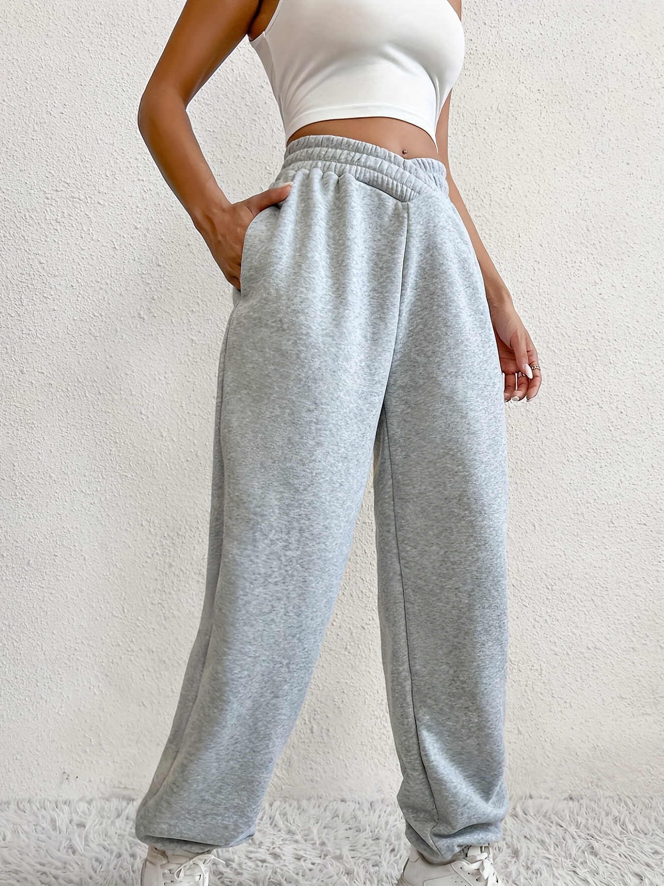 TIMIFIS Women's Casual Loose Wide Leg Cozy Pants Yoga Sweatpants Comfy High  Waisted Sports Athletic Lounge Pants-Gray-S - Fall Savings Clearance 