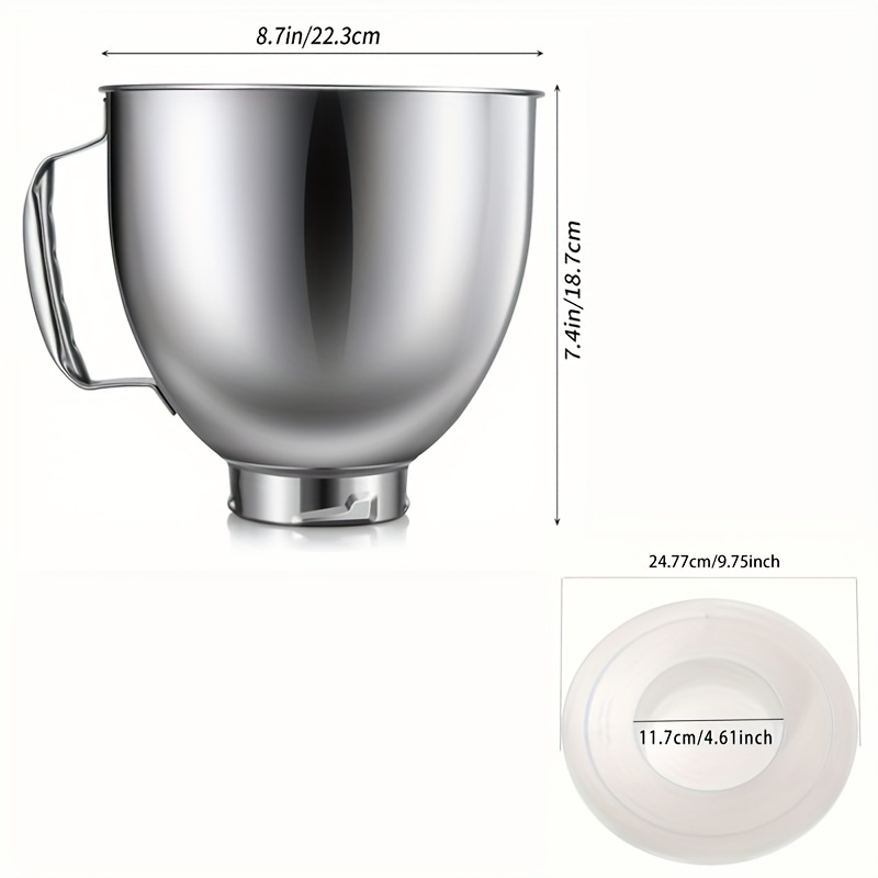Stainless Steel Mixer Bowl For Kitchenaid Artisan&classic Series 4.5-5 Qt  Tilt-head Mixer 5 Qt Mixing Bowl With Handle - Temu