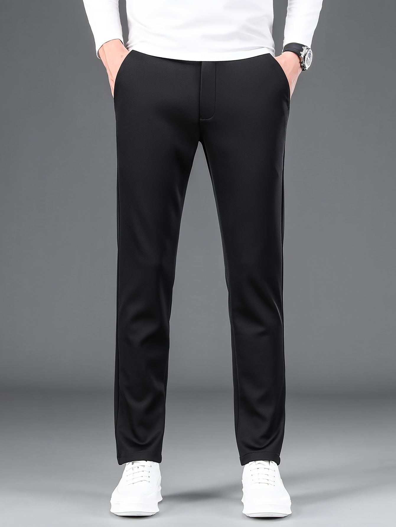 Men's Fashion Casual Black Straight Leg Pants