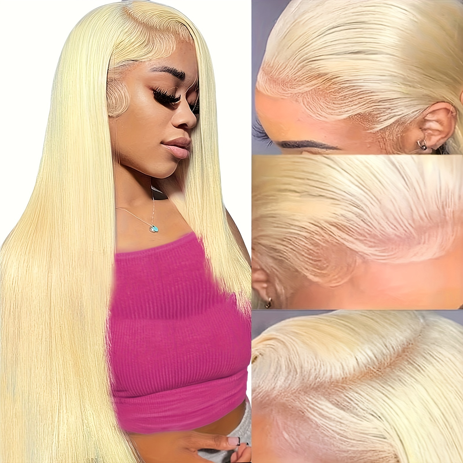 Long Blonde Wig With Bangs And Dark Roots Synthetic Hair Temu