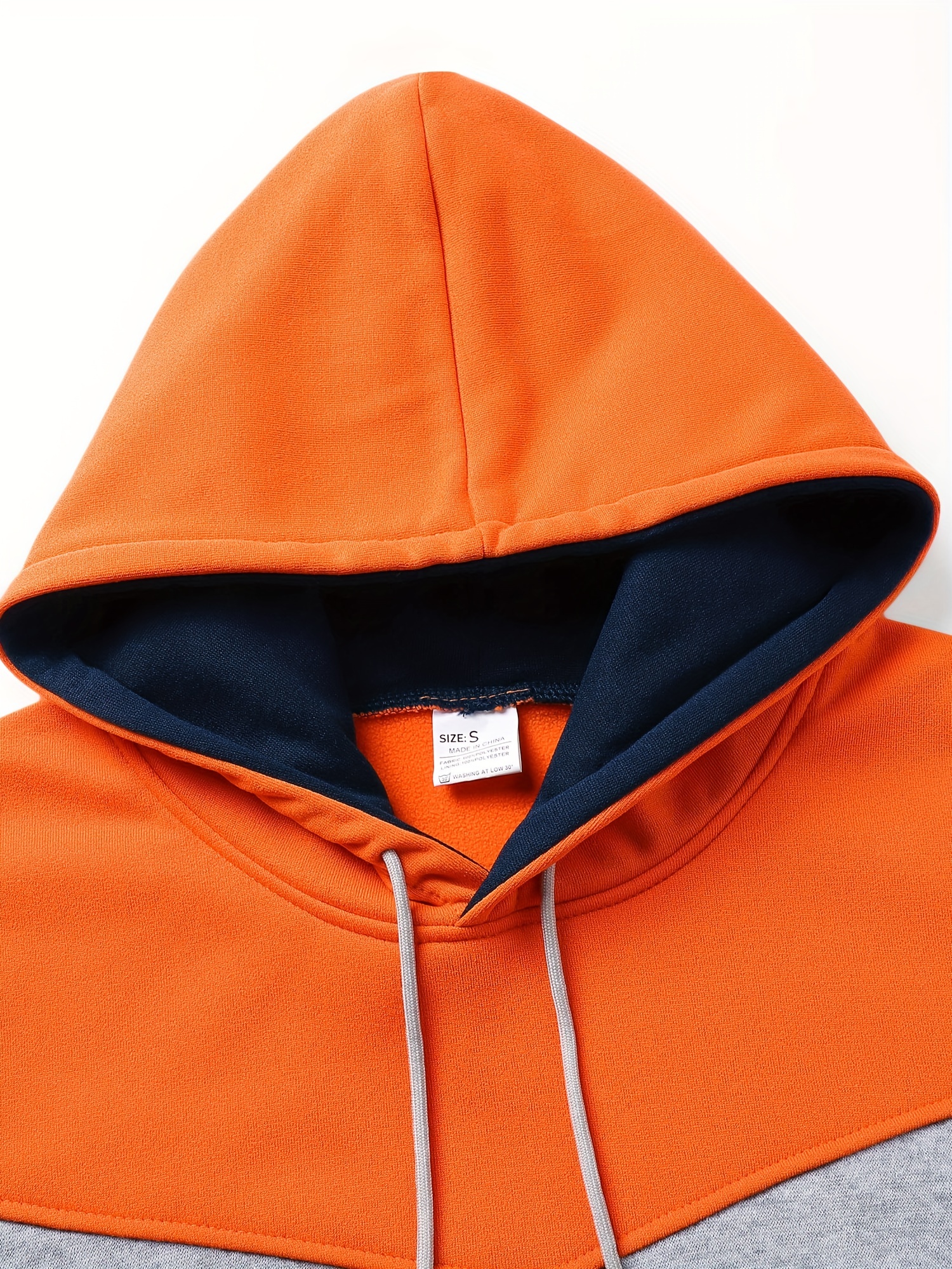 mens color block hoodie casual graphic design pullover with kangaroo pocket for winter and fall streetwear great gift idea orange 3