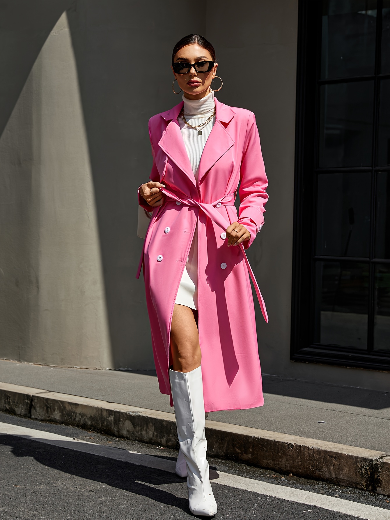 Dark pink trench on sale coat