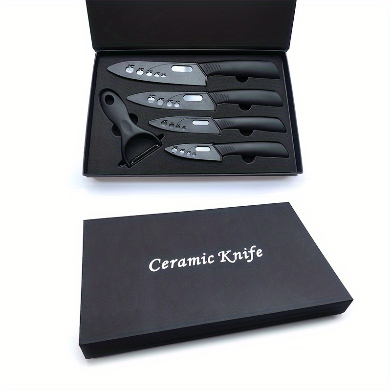 Ceramic Kitchen Knife Set With Acrylic Knife Holder - Temu