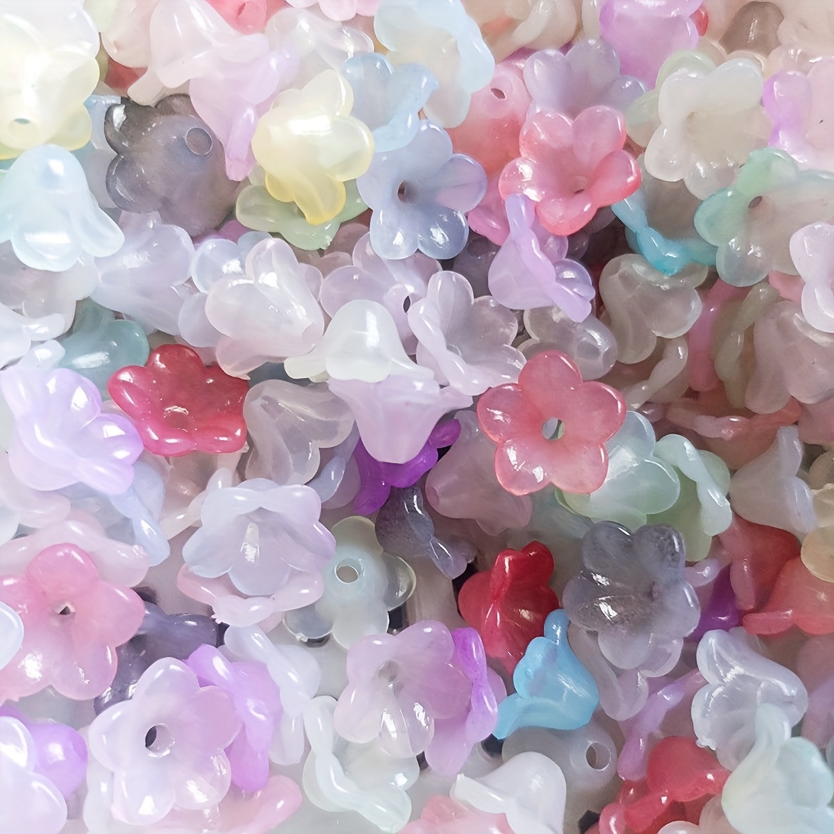 

50pcs/lot 11mm Bluebell Flower Mixed Color Acrylic Beads For Jewelry Making Diy Special Elegant Bracelet Necklace Earrings Handmade Craft Supplies