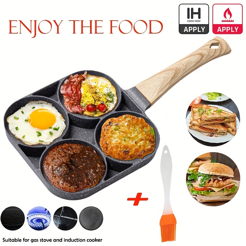 1pc, 4-Cup Frying Pan (7.48''), Durable Nonstick Pancake Skillet, Sectional  Egg Fry Pan, Omelet Pan, For Gas Stove Top And Induction Cooker, Kitchen U