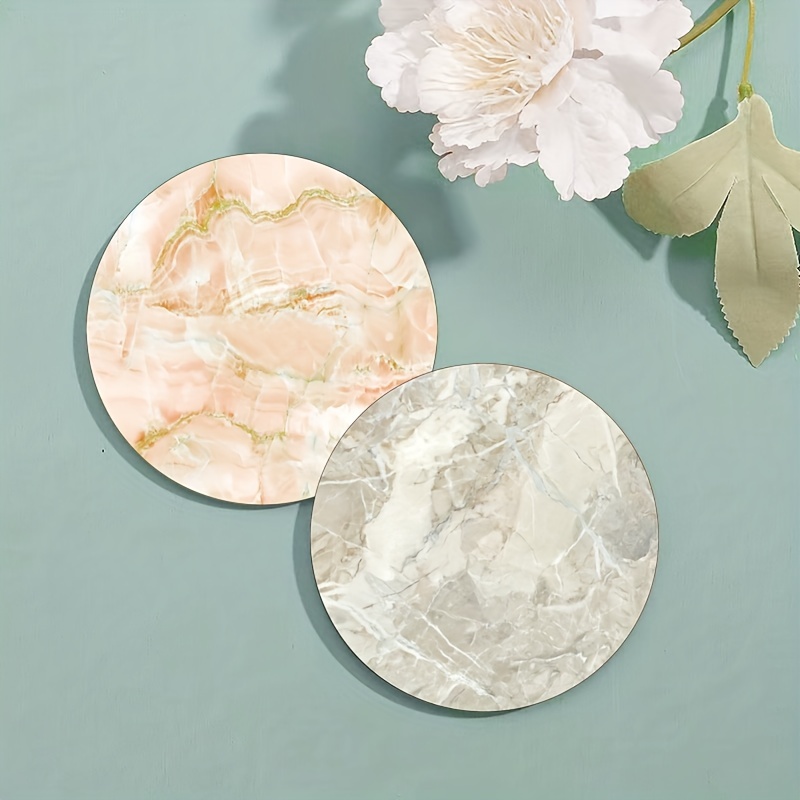 6pcs Colorful Marbling Coasters Non-slip Rubber Drink Coasters