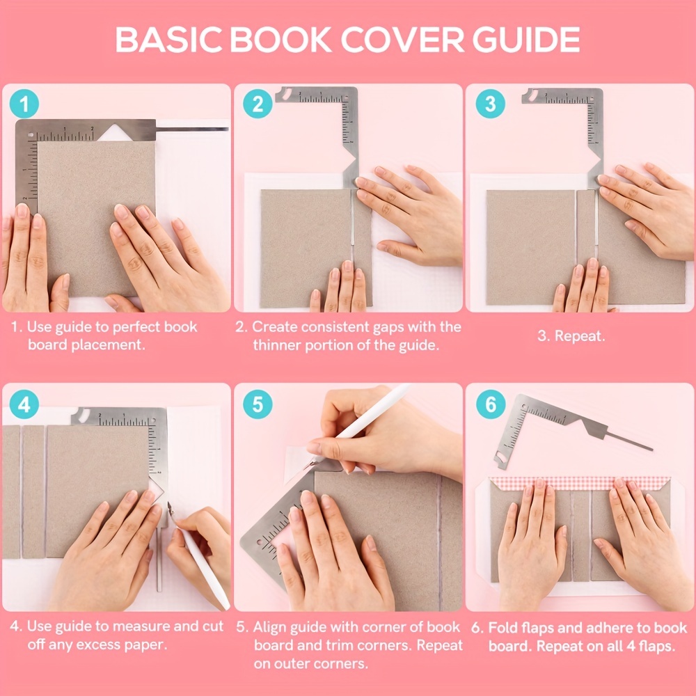 Book Cover Guide, 5-in-1 Bookbinding Kit, Stainless Book Binding Kits for  Journal, Album, Planner, Calendar - Pastel Blue