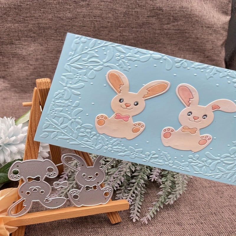 

1pc Easter Rabbit Card Diy Metal Cutting Template Cutting Die, Used For Paper Card Making Self- Card Album Crafts Decoration Rabbit Card Holder Carbon Steel Mold