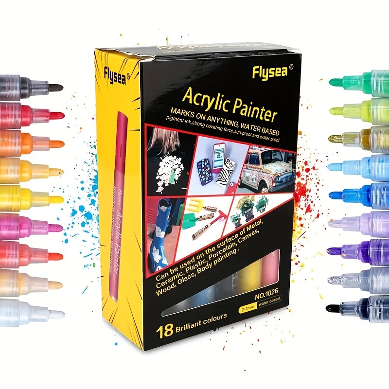 12colors 18colors Hand painted Acrylic Marker Set Album Art - Temu