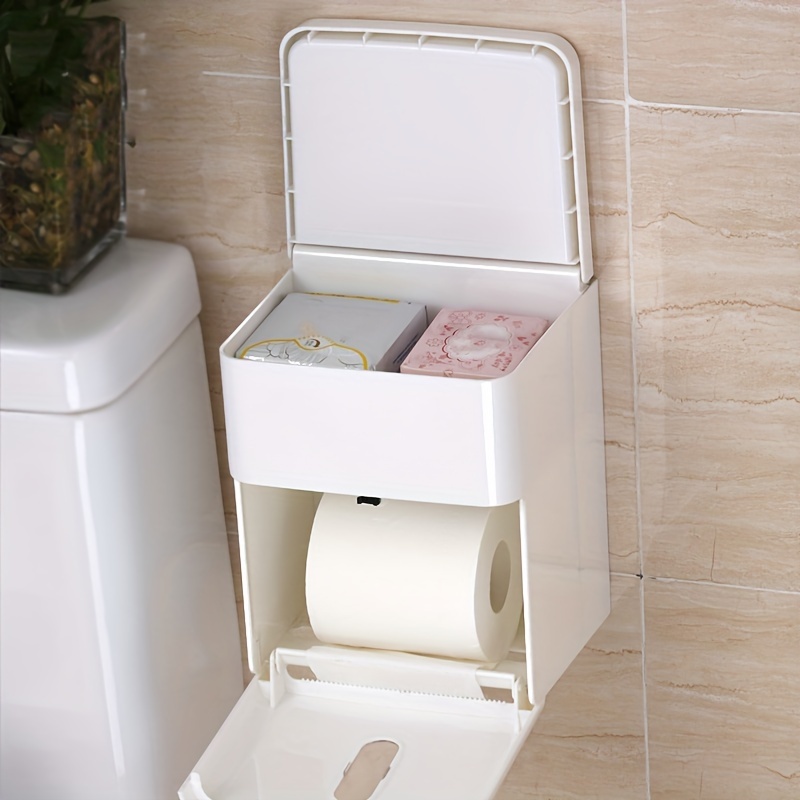 1pc Multifunction Wall Mounted Bathroom Tissue Rack Without