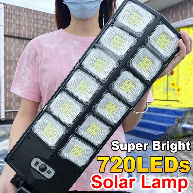 Lampe solaire LED haute puissance avec détecteur de mouvement, lampadaire  extérieur, 3 modes, étanche, télécommande, 300