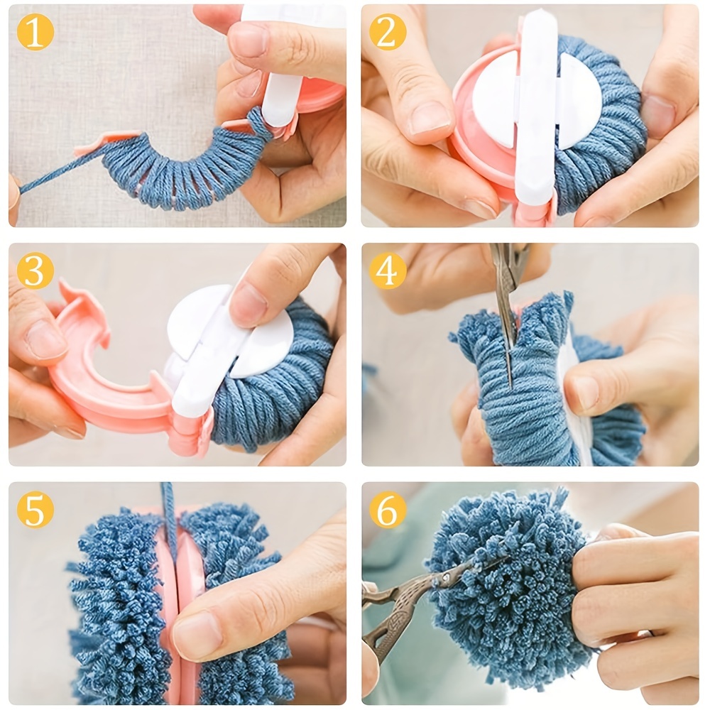 4pcs/set Pompon Fluff Ball Weaver Yarn 4 Size DIY Weaving Wool