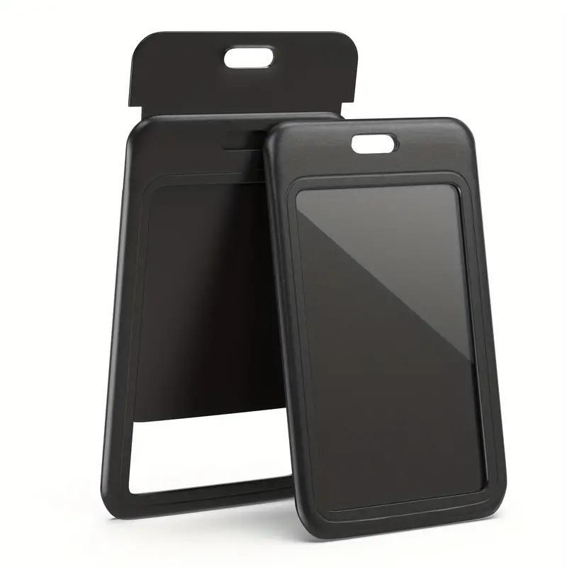 Sliding Hard Black Vertical Id Plastic Card Case Protector - Temu