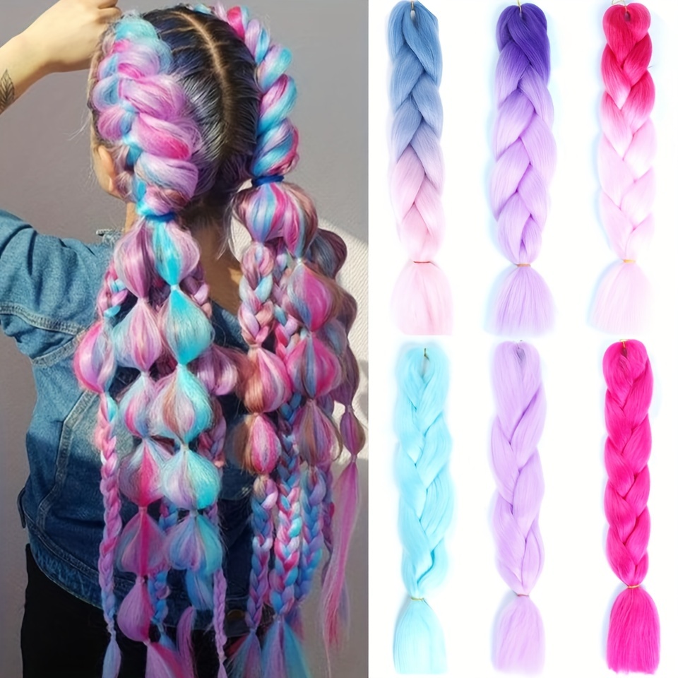 

Synthetic Braiding Hair Colorful Crochet Braids Hair Extension Jumbo Box Braid Hair For Women Diy Hairstyle Purple