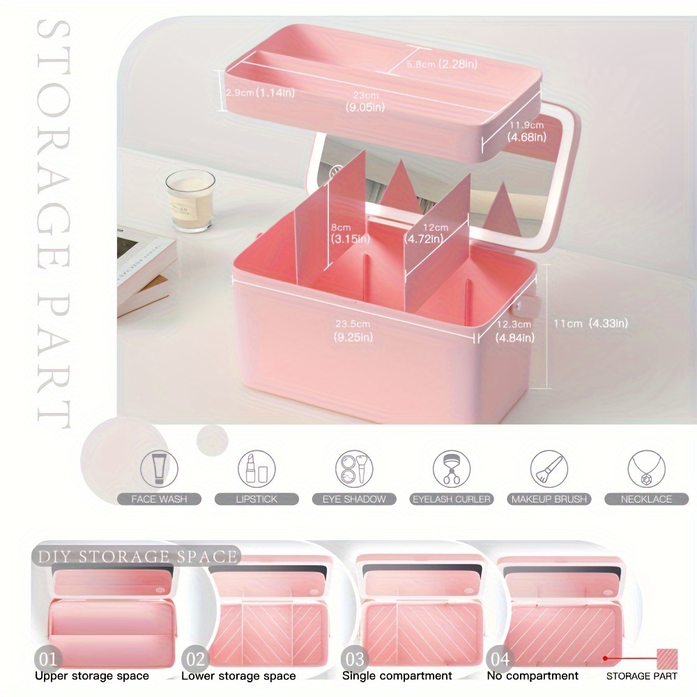 Big Capacity Led Light Cosmetic Storage Box Waterproof Dustproof