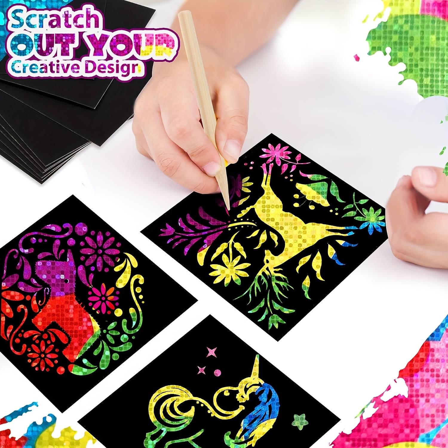  ZMLM Scratch Paper Art-Craft Gifts Christmas for Kids - Rainbow  Scratch Off Art Set Activity Coloring Craft Drawing Pad Black Magic Art  Craft Supplies Kits for Girls Boys Birthday Present Party