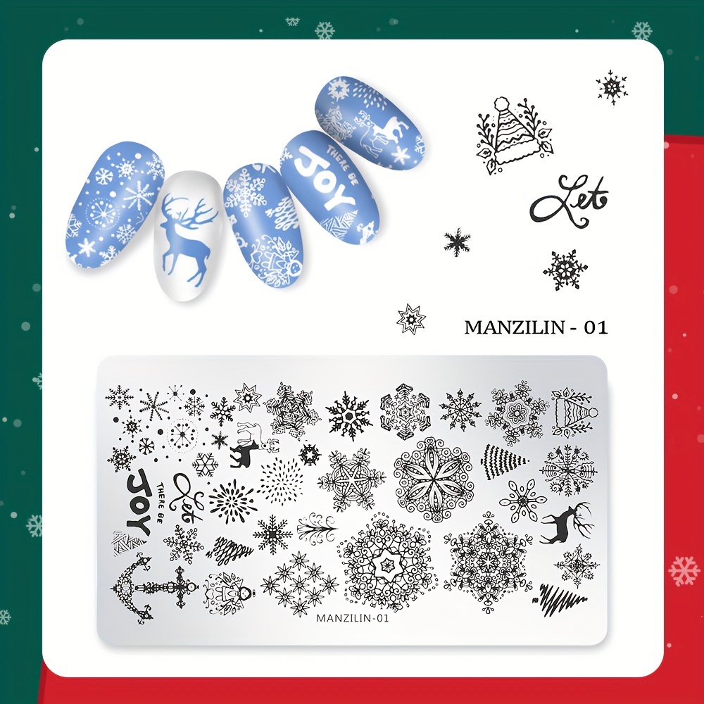 Christmas Nail Airbrush Stencils Snowflake Nail Airbrush Stickers Xmas  Winter Snowflakes Reindeer Snowman French Tip Stickers