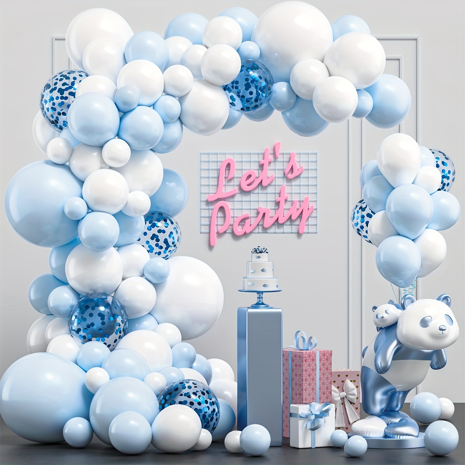 Decoraciones de baby shower para niño, kit de 129 piezas con globos de  cumpleaños, arco de globos azules, globos azul marino, globos azul bebé
