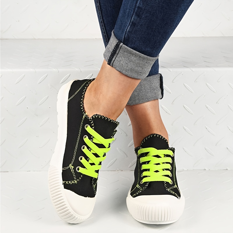 Women's Canvas Lace Up Sneakers Low Top Shoes