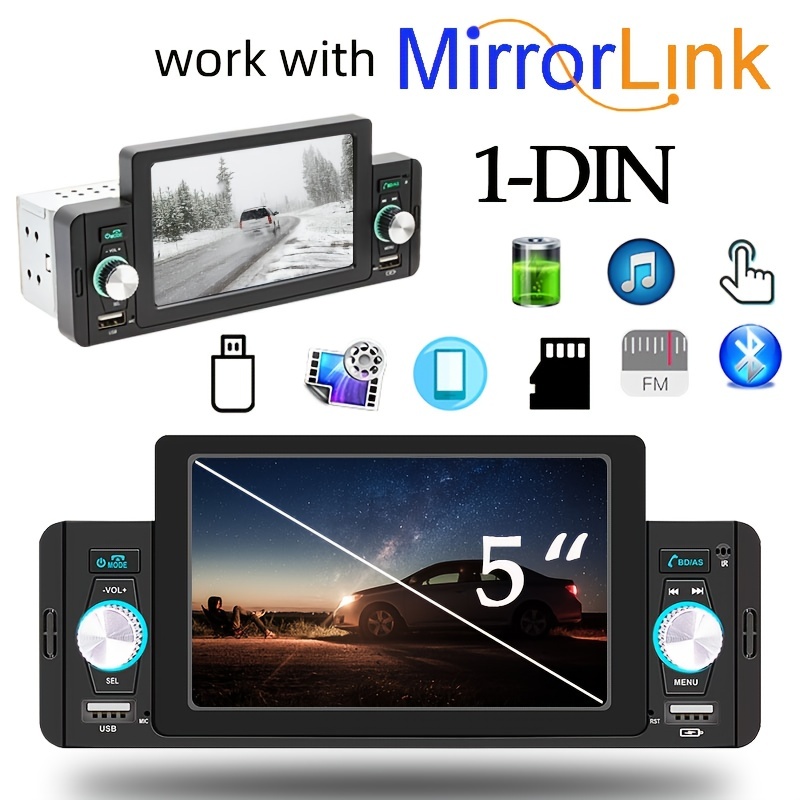 1 Din Universal Car Radio 6.2 Inch MP5 Multimedia Player Autostereo Android  Carplay MirrorLink Bluetooth with Cam F170C 