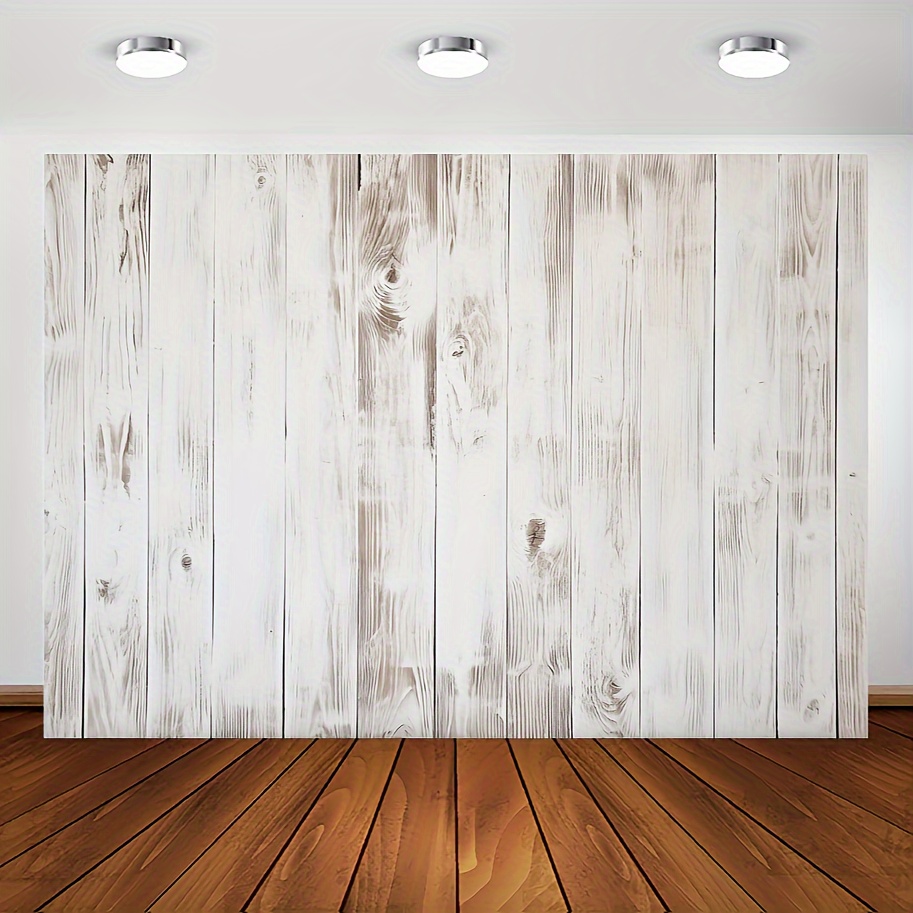 

1pc, Rustic White Wooden Board Photography Backdrop (59"x71"/150cm*180cm), Polyester Party Decoration Background Cloth, Wall Banner Decor, Event And Photo Shoot Accessory