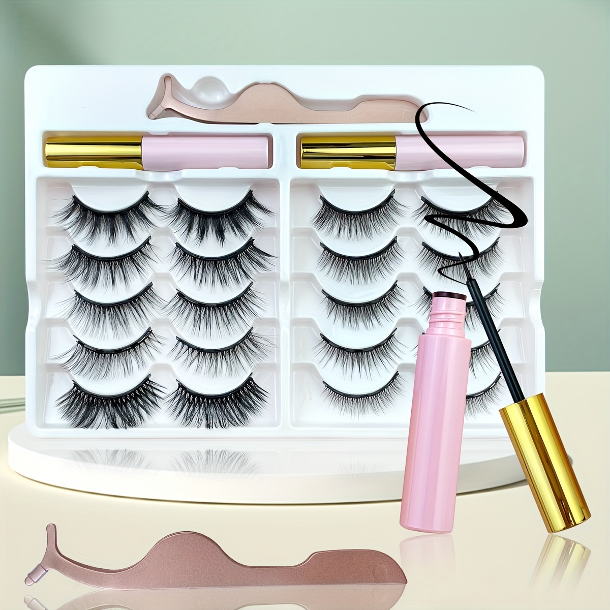 

10 Pairs 3d Magnetic Eyelashes With Eyeliner Kit Natural And Long Lasting Easy Wearing Magnetic False Lashes