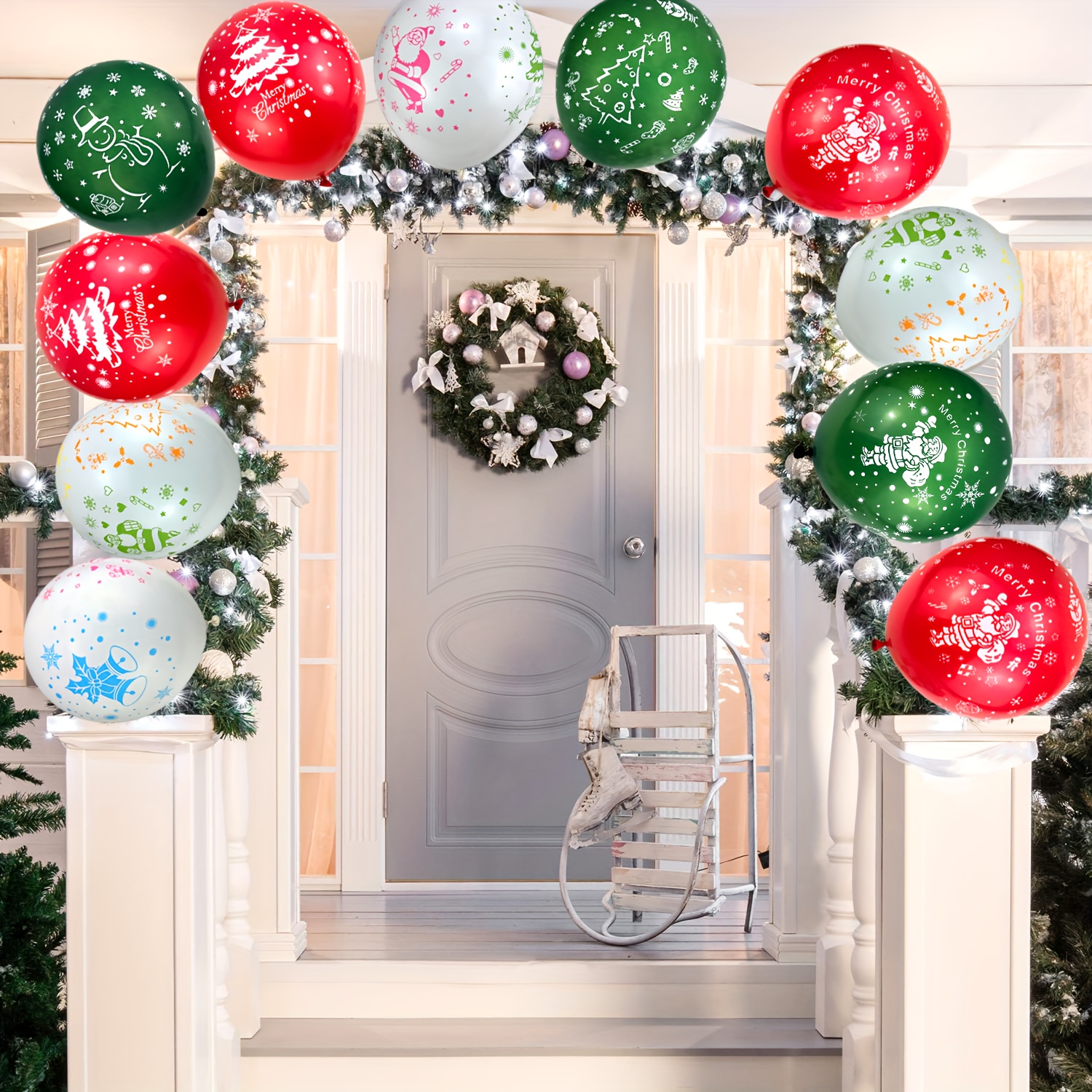 Leesgel Ballon Noel, 15Pces Ballons de Latex pour Decoration Noel  Exterieur, Decoration Noel Interieur Maison Table/Sapin/Fenetre