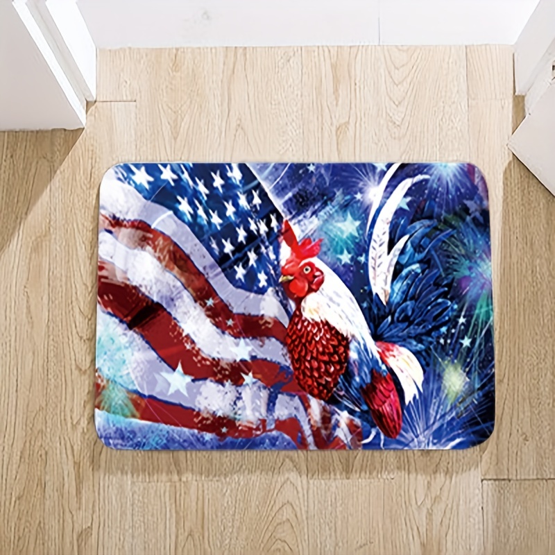 American Flag Area Rug, 4th Of July Big Rooster Patriotic Area Rugs,  Non-slip Anti-fatigue Carpet, Machine Washable, Entrance Welcome Door Mat,  Living Room Bedroom Dormitory Carpet Room Decor, Independence Day Decor 