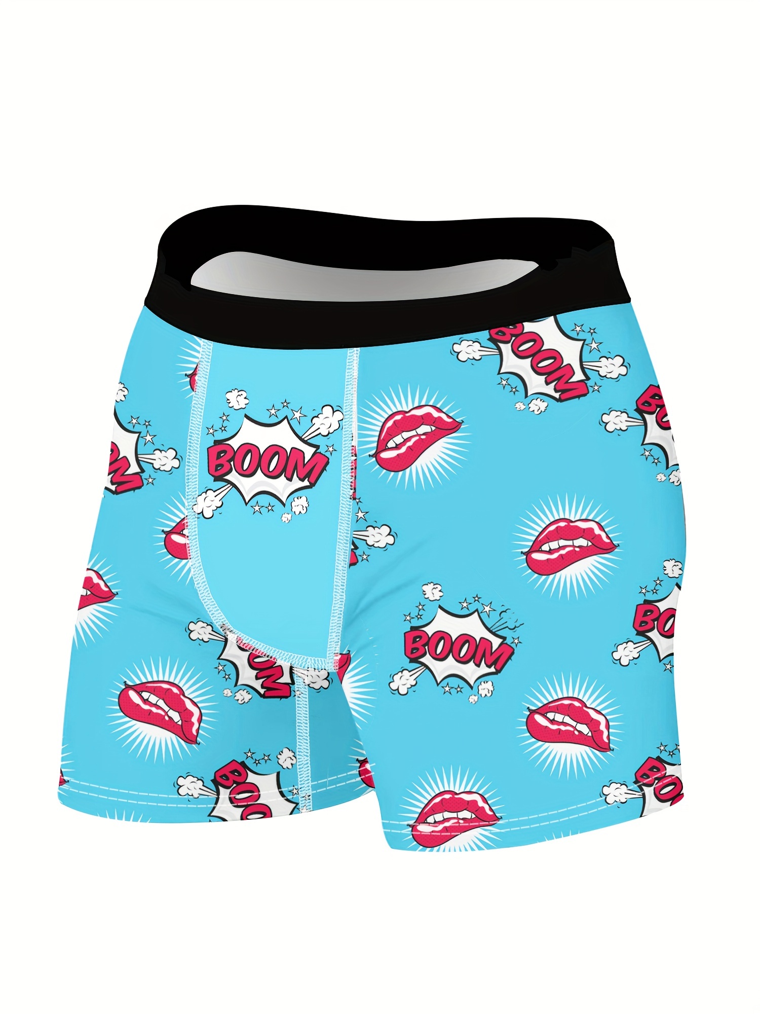 Men's Sexy & Suggestive Bright Red Lips Patterned Cotton Boxer Shorts