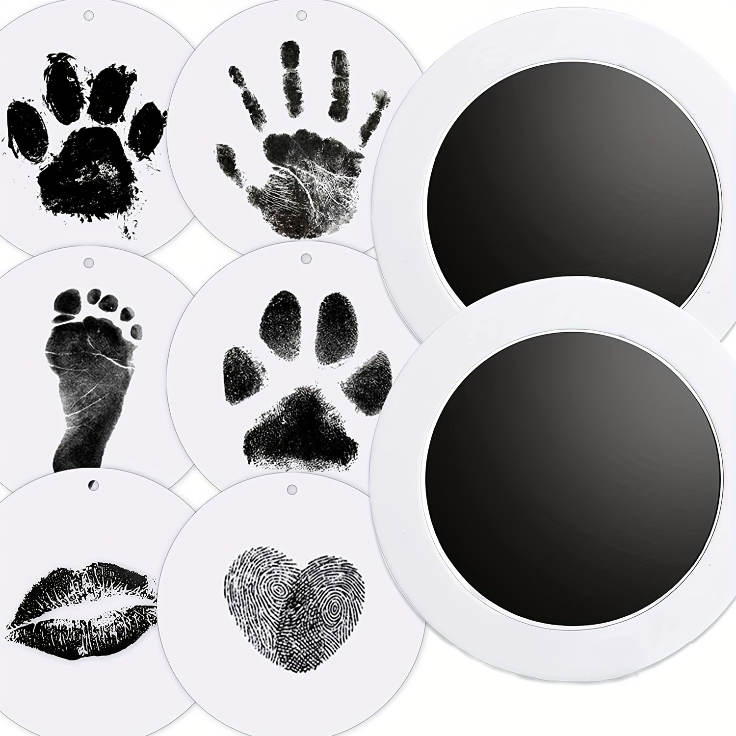 Kit d'empreintes de mains et de pieds de bébé, kit d'empreintes de pattes  de chien, 2 tampons d'impression sans encre pour bébé, 6 cartes