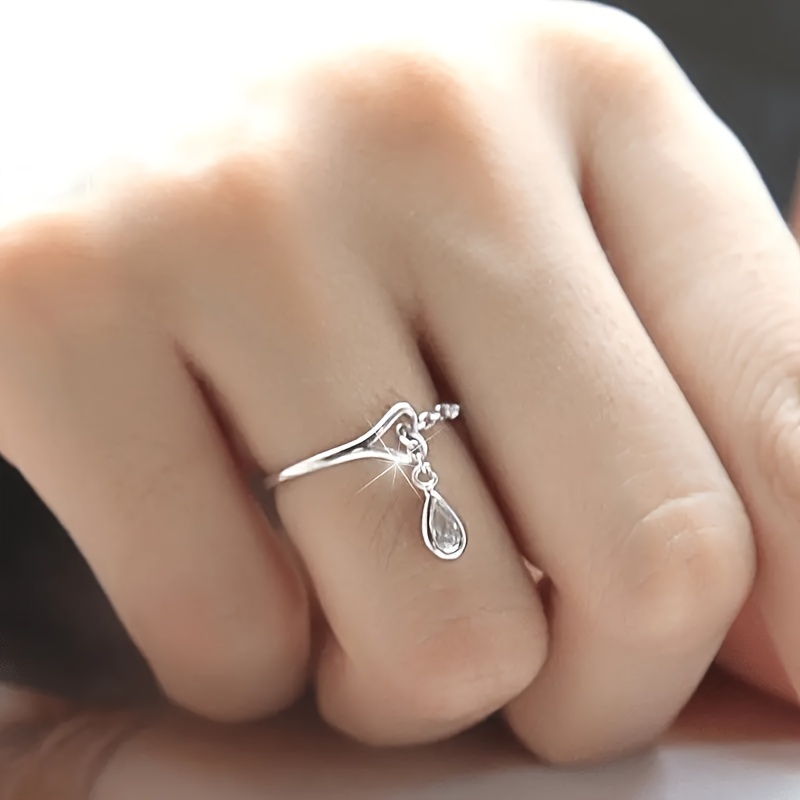 Easy Exquisite Heart Pendant Ring Women'S Engagement Wedding Anniversary Gift Fashion Cute Ring