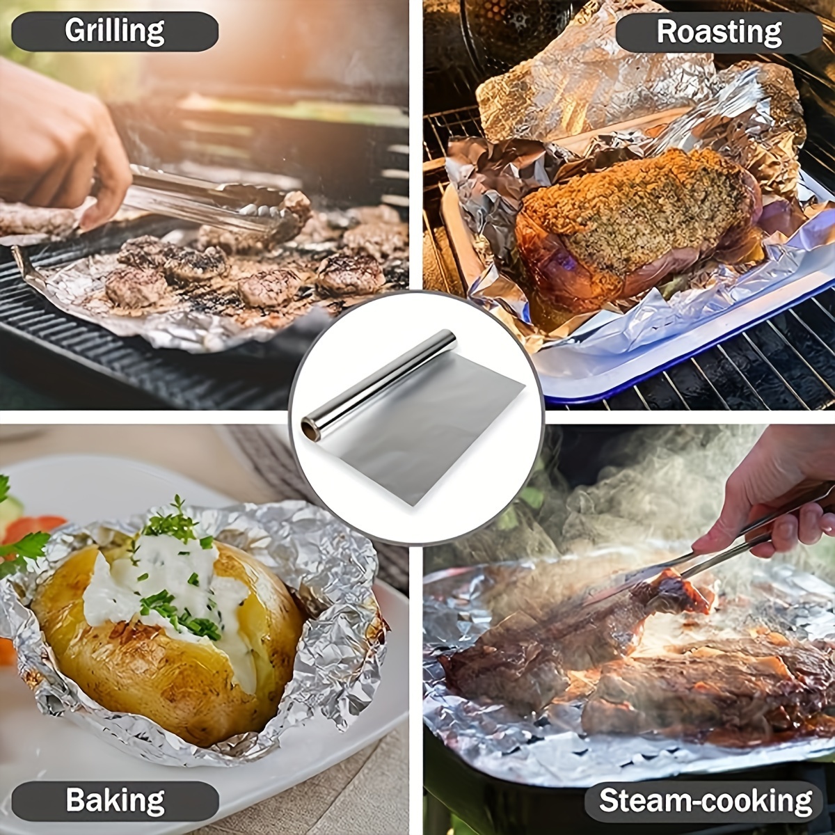 Ox Plastics Aluminum Foil Wrap for Food | Heavy Duty Aluminum Foil | BBQ  Silver Foil Rolls for Grilling, Roasting, Baking | Perfect for Commercial 