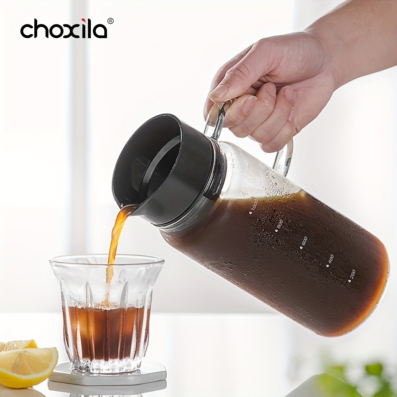 1pc cold brew coffee bottle with double layer stainless steel filter mesh high capacity fruit tea glass bottle 1200ml 40oz coffee tools coffee accessories details 1