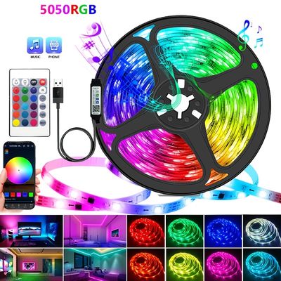 5050 RGB Led Strip Lights Music Sync Color Changing ,Smart Application Remote Control, Led Strip Lights For Bedroom Room Home Decorative Party Festival.