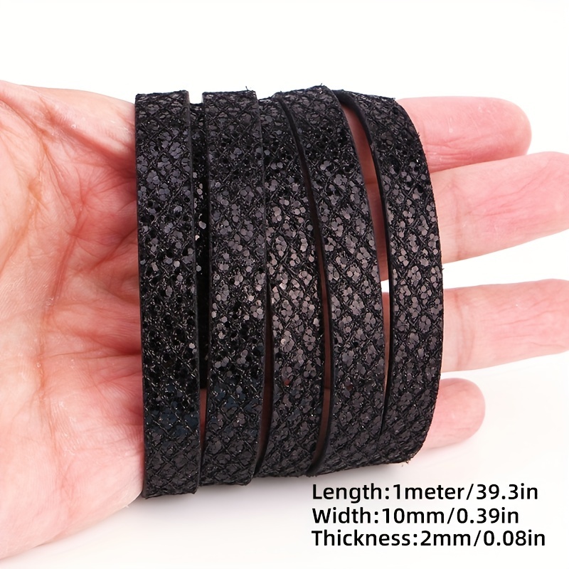 Flat Pu Leather Cord Sequins Rope Diy Jewelry Findings - Temu