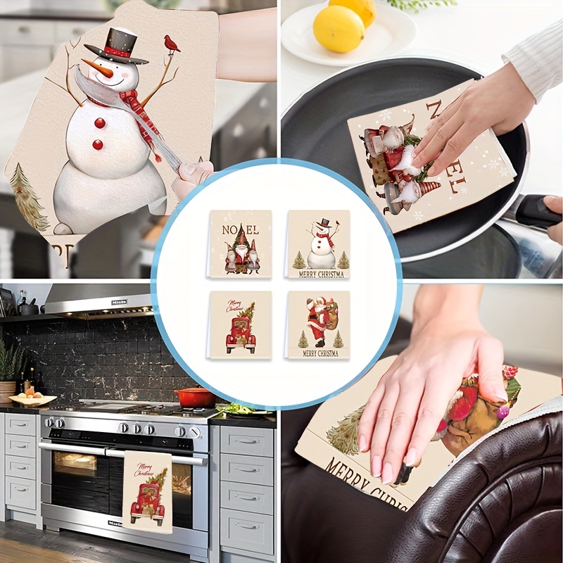 Hand Towels Christmas Theme Kitchen Dish Towel Christmas - Temu