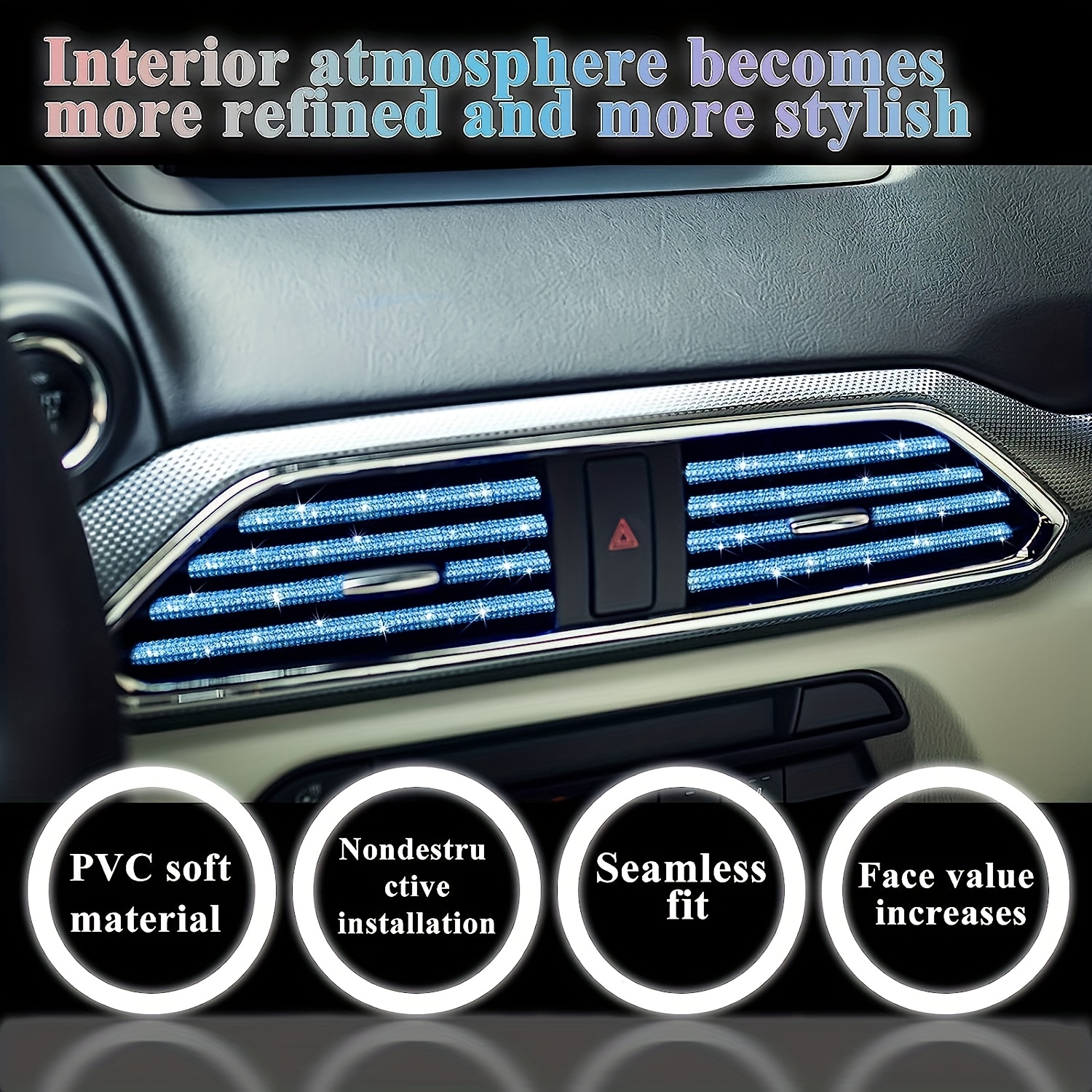 10 Pcs PVC Car Air Conditioner Vent Outlet Trim Strip Accessorie