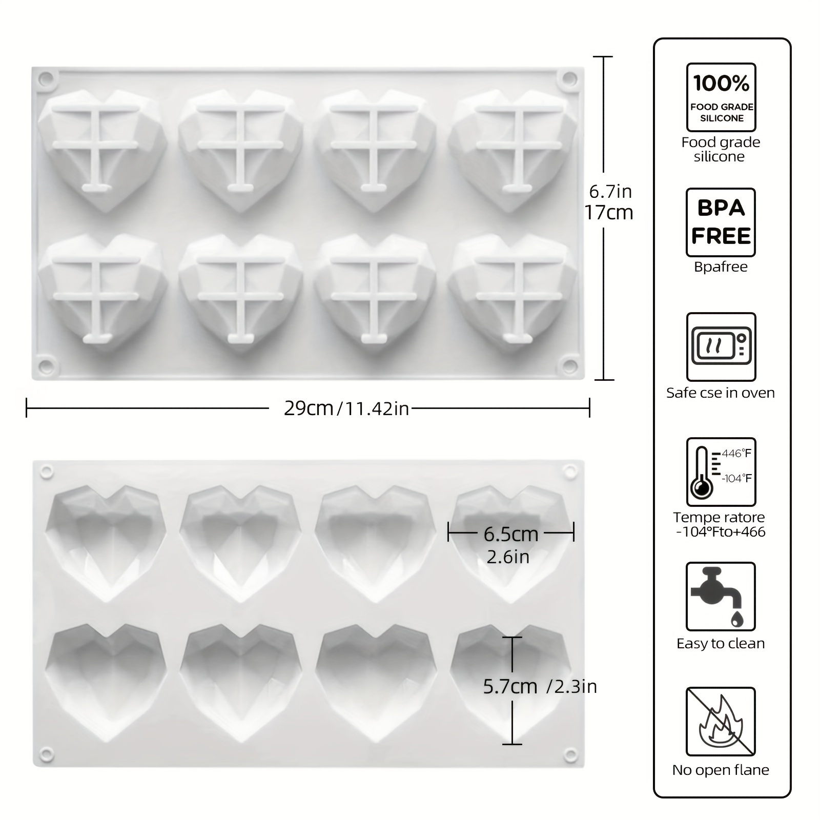 Geometric Heart Mold - 8 cavities