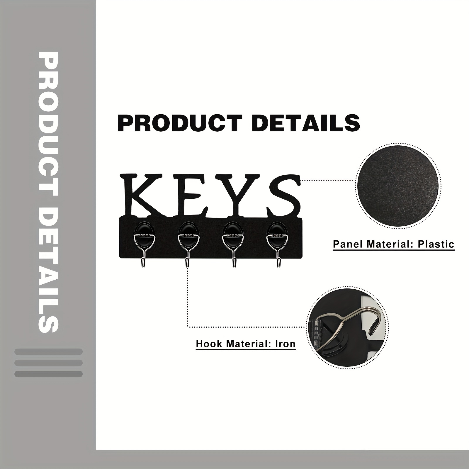 White 4-Hook Wall-Mounted Key Holder