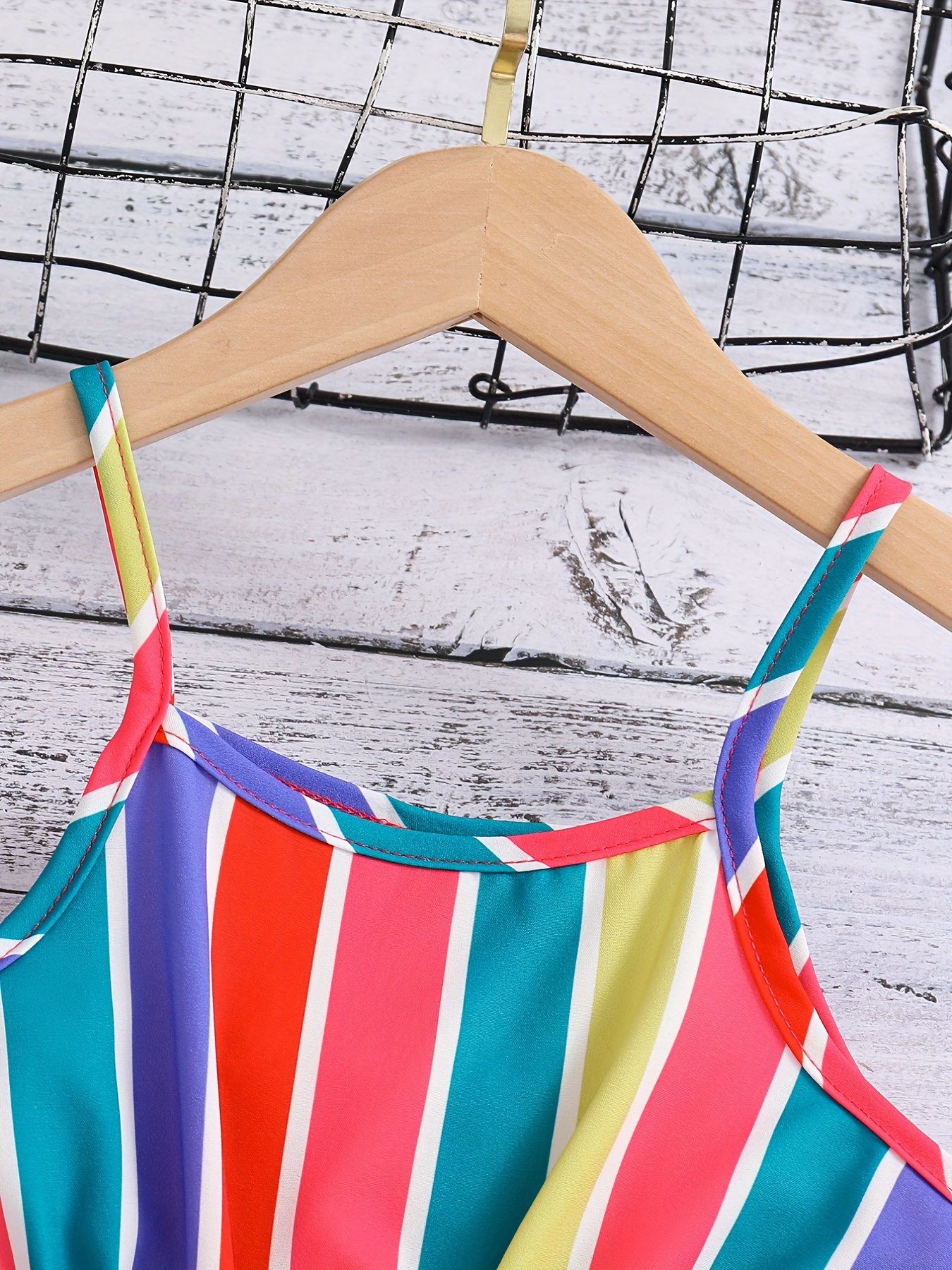 Girls Striped Thin Strap Cut Dress Spring Summer - Temu