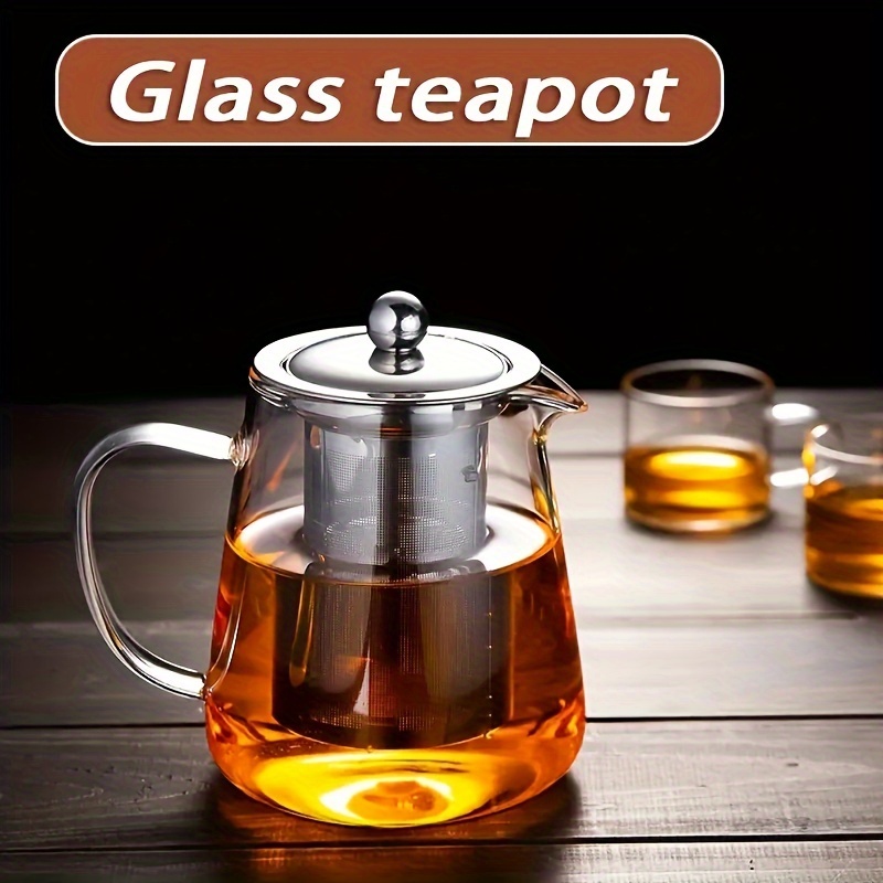 27oz Glass Teapot Heat Resistant Office Tea Kettle for Milk Loose