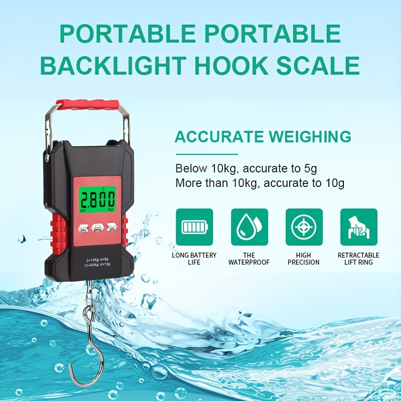 50KG/10g Digital Fishing Scale Lb/KG/JIN/N Portable Hanging Scale LCD  Display Waterproof Non-Slip Handle Weighing Apparatus