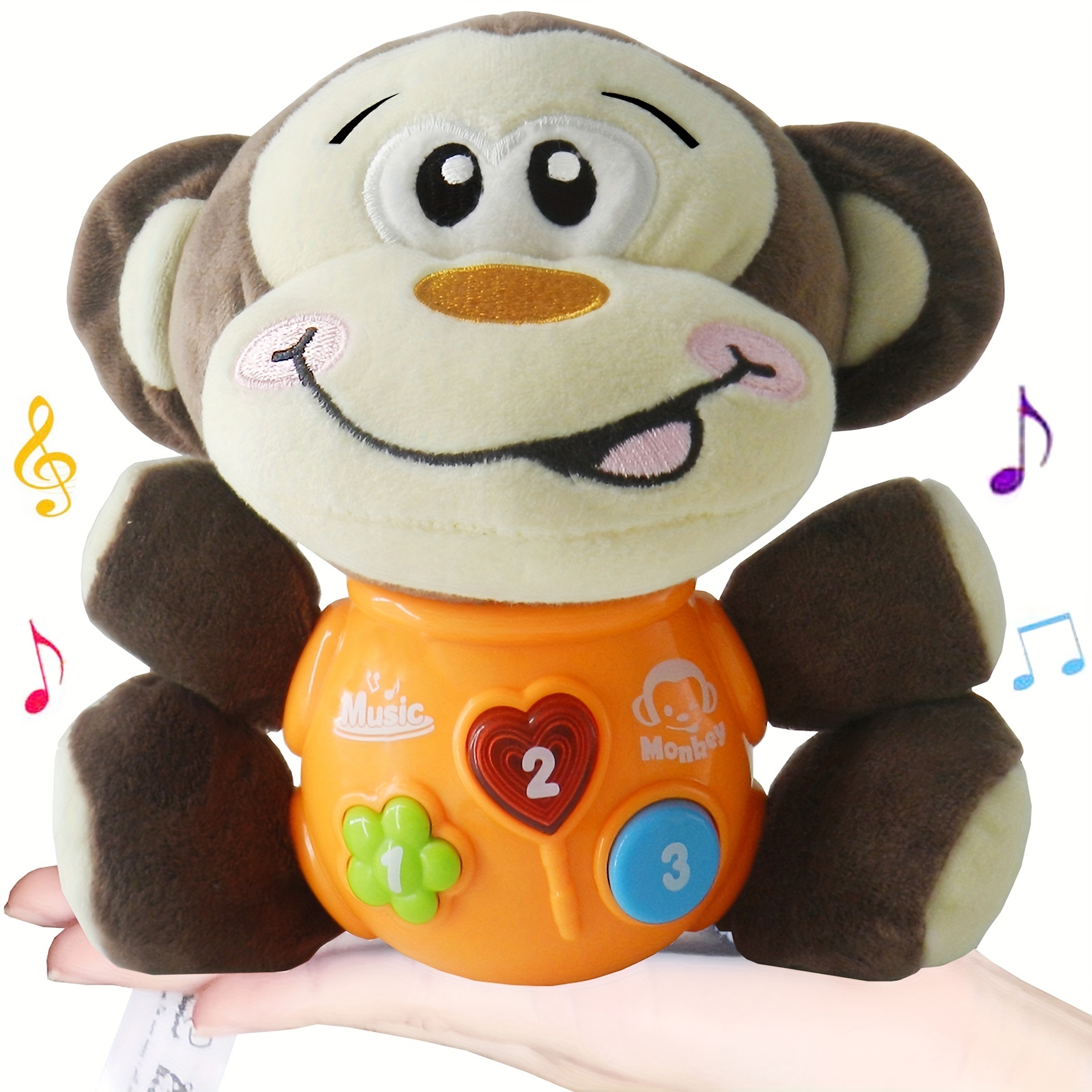 DreamsBe Mono de peluche con 3 monos bebé para niños y niñas, relleno de  mono de peluche con bolsillo con cremallera para bebés, regalo de mono para