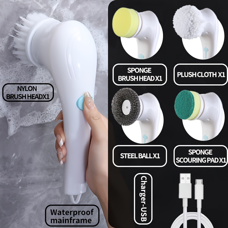 Electric Spin Scrubber Electric Cleaning Brush With 4 Brush - Temu