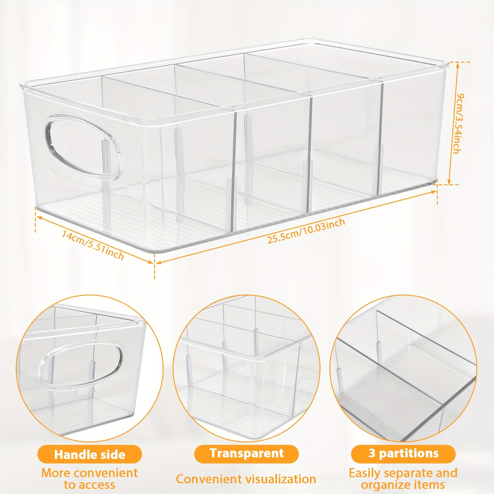 11 x 5.5 x 3.5 Clear Plastic Storage Bins with Dividers