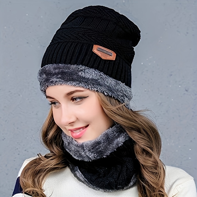 Gorro de invierno con visera y orejeras para hombre, juego de bufanda de  forro polar para exteriores