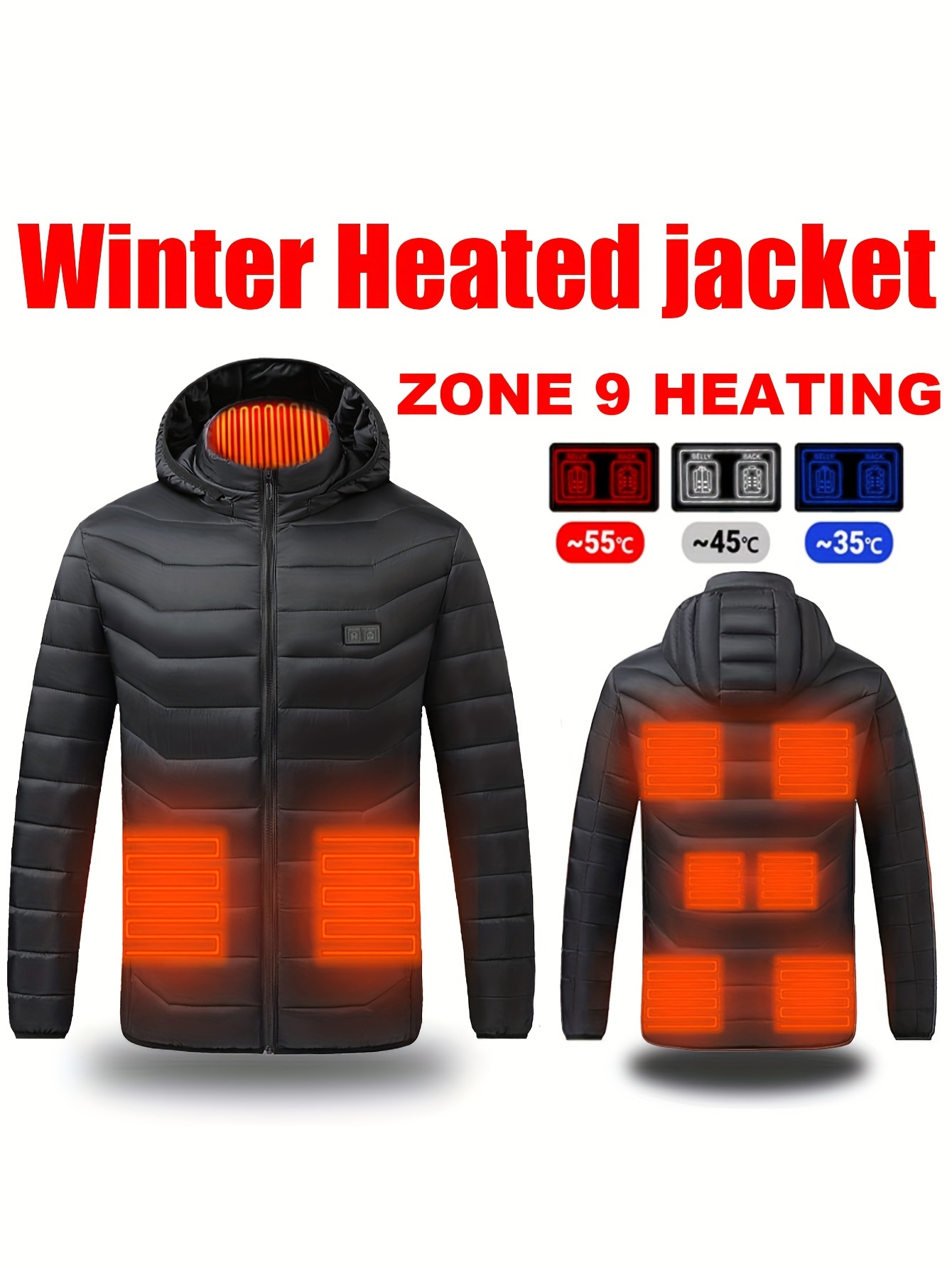 Veste chauffante intelligente à 11 zones pour hommes Veste extérieure à  capuche chaude d'hiver à température constante Veste de chauffage  électrique