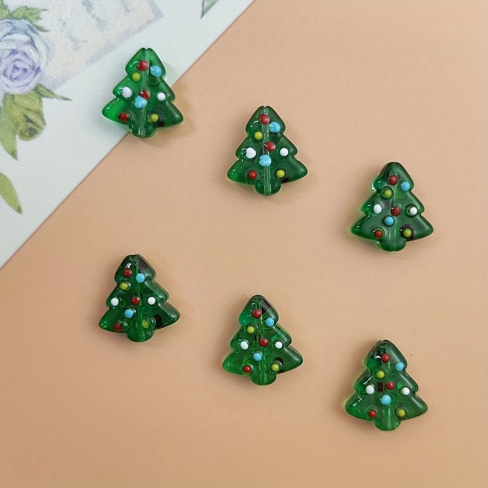 Glass Christmas Theme Tree Beads For Jewelry Making Diy - Temu