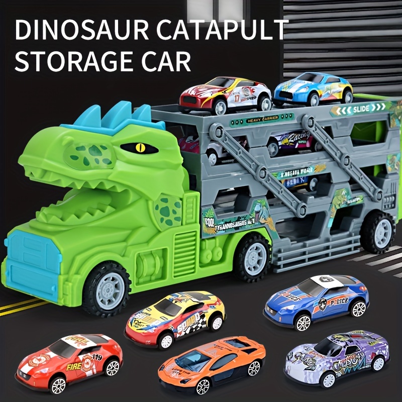 Jouets de voiture pour tout-petits pour 1 2 3 4 ans garçon cadeau  d'anniversaire 5-en-1 Dinosaur Transport Carrier Trucks pour les  tout-petits 1-3 avec Dino Sounds & Lights