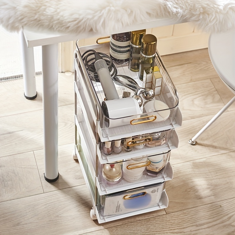 3 Layers Storage Rack With Wheels, Acrylic Snack Storage Trolley